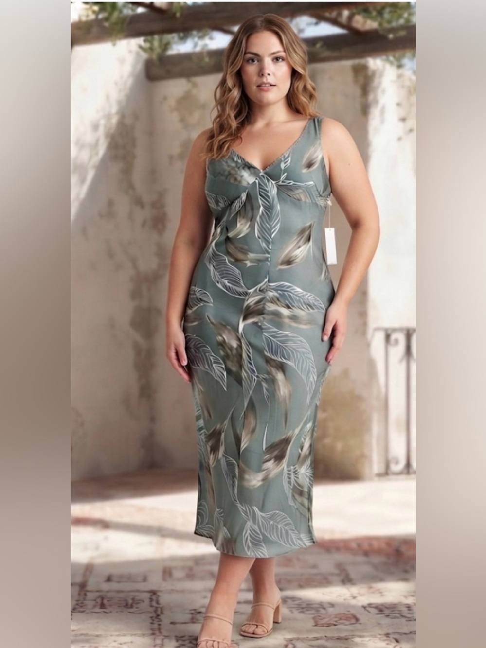 Derek Heart Plus Sleeveless Leaf Maxi Dress